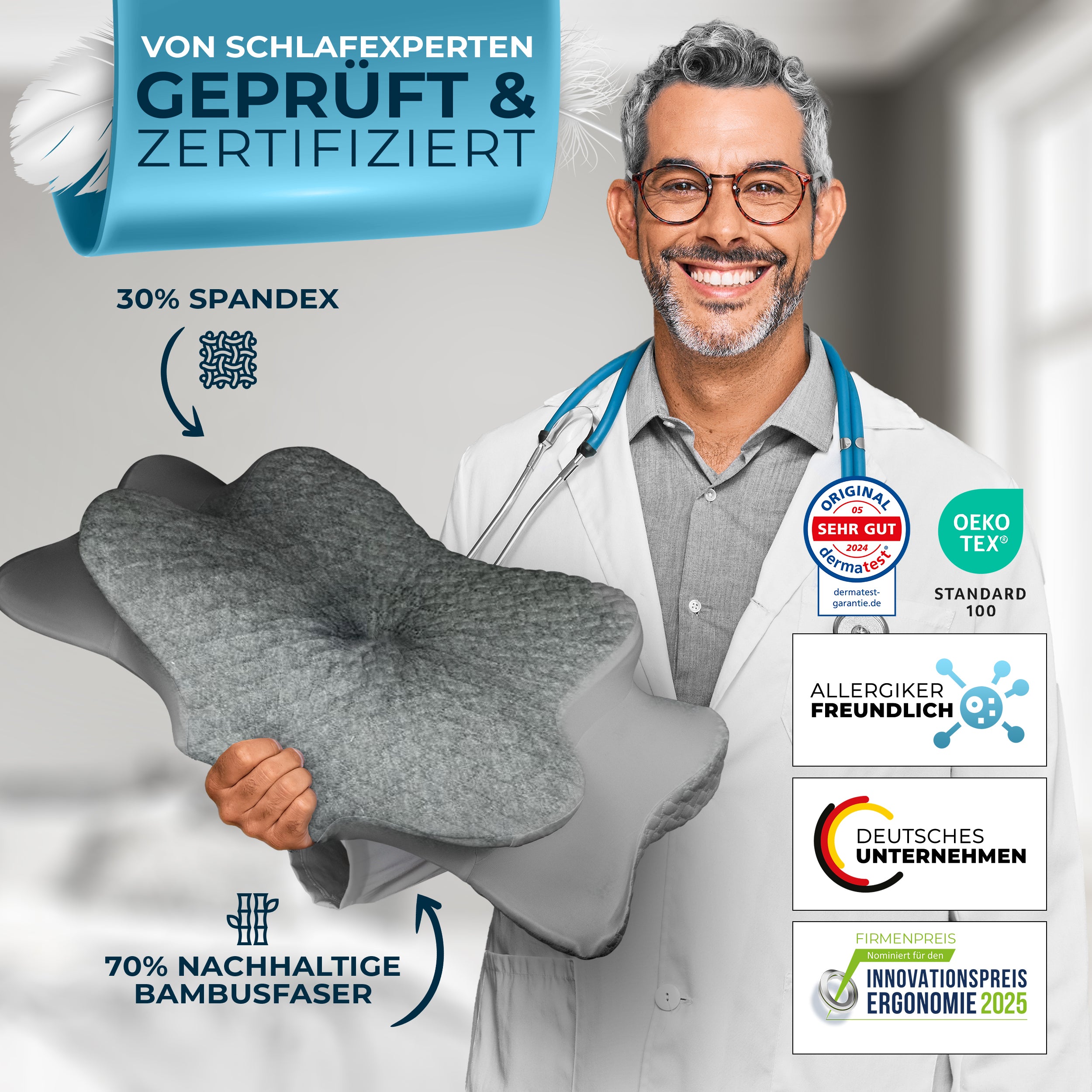 glücksstoff aufbewahrung Orthopädisches Kissen (Ergo) – Grau